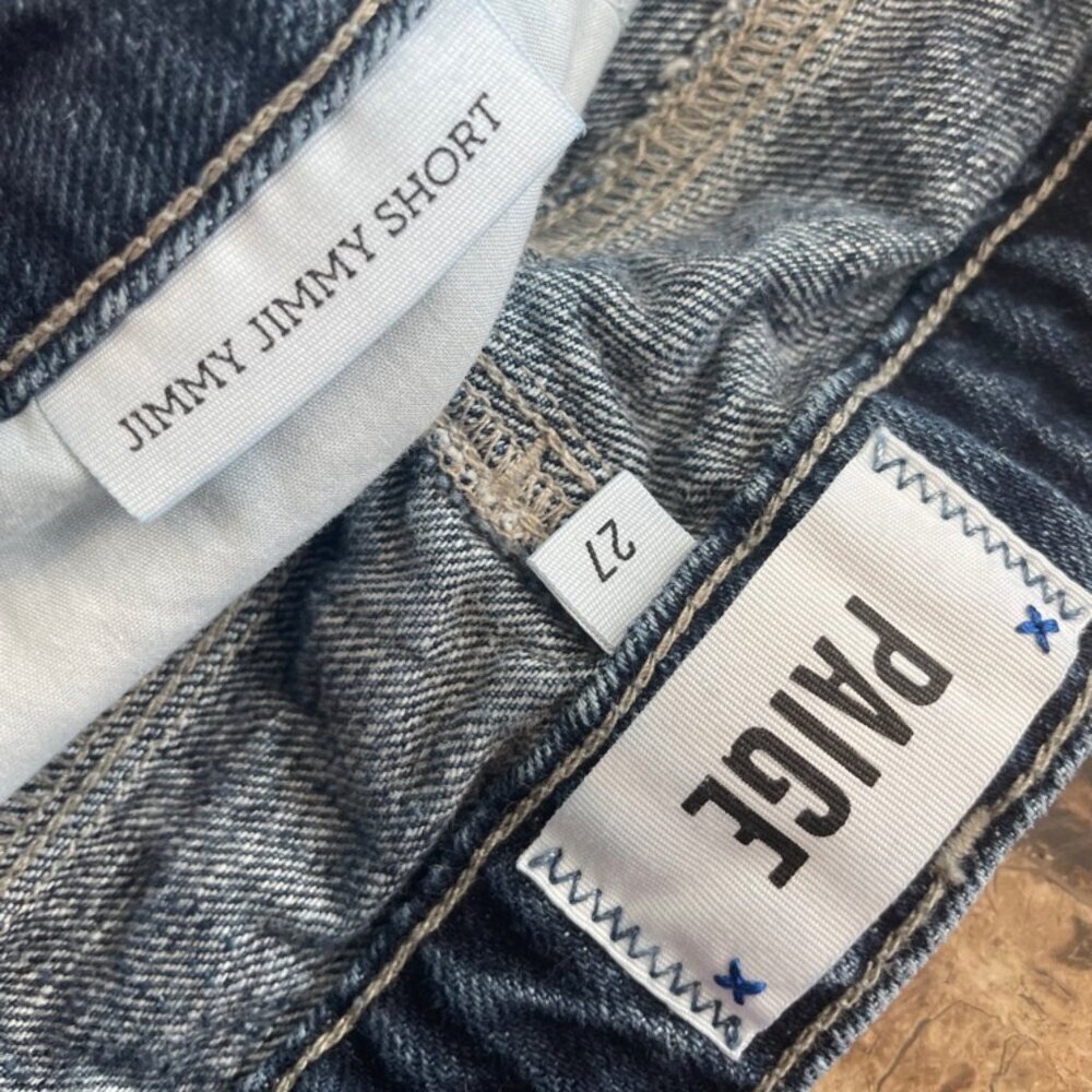 PAIGE JIMMY JIMMY SHORTS DENIM SZ 27 DISTRESSED CHIC BOHO ICONIC VERSATILE - Picture 5 of 13